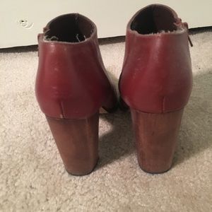 Brown wood-heeled booties